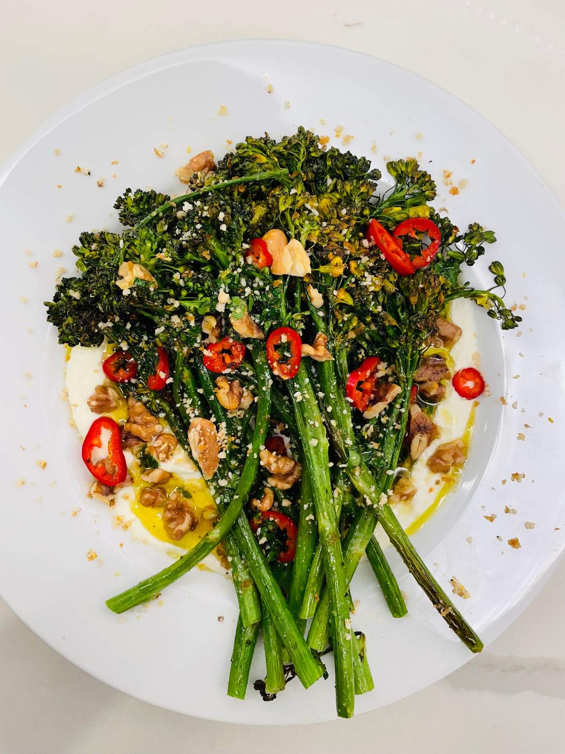 Roasted Broccolini over Whipped Ricotta