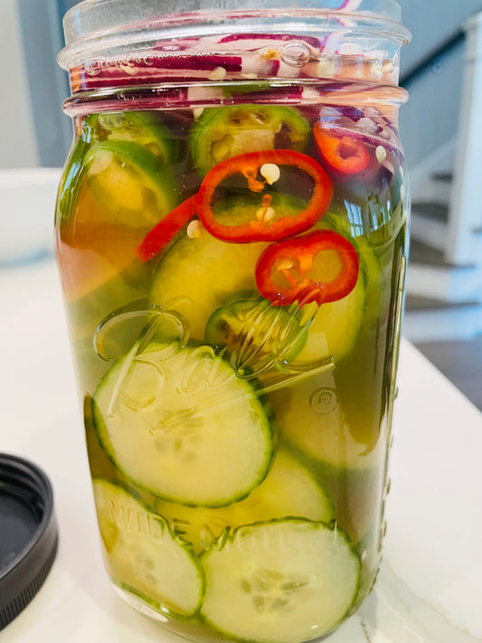Spicy & Sweet Refrigerator Pickles